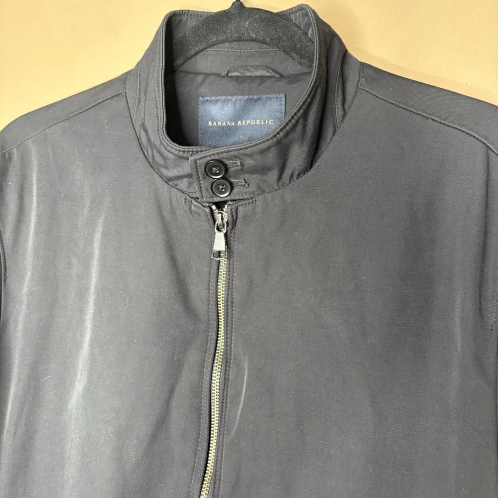 Banana Republic Mens Navy Blue Jacket Mock Neck Full Zip Size M Performance